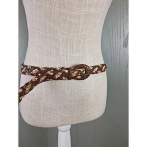 Vintage Belt Braided‎ Womens Brown Size Small Braided Polyvinyl Boho Cottagecore